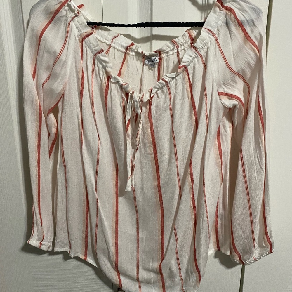 Women's Striped Blouse - Red and White